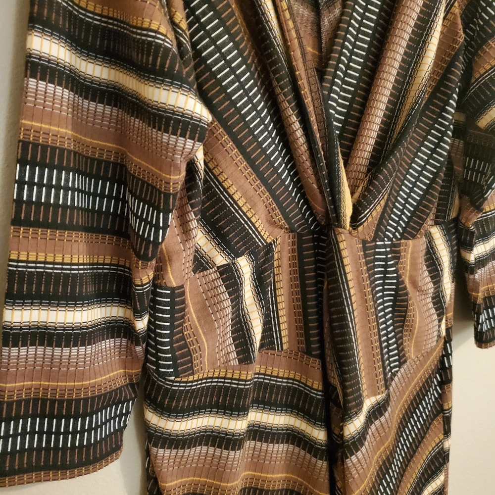 Maeve Striped Midi Dress in Brown, Black, Cream - Picture 5 of 15